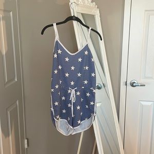Wild Fox Blue and White Star Romper Cover Up